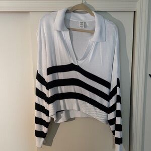 NWOT VS Pink Striped V-Neck Sweater